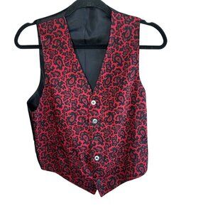 Men's Vintage Red Black Vest Scrolled Formal Size 38